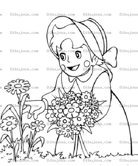 Dibujo para colorear Dibujo De Heidy Con Flores Para Pintar Y Colorear