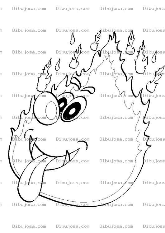Dibujo para colorear Dibujo De Una Llama De Fuego Para Pintar Y Colorear