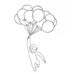 Dibujo para colorear Dibujo Del Mono Jorge El Curioso Con Globos Para Pintar Y Colorear