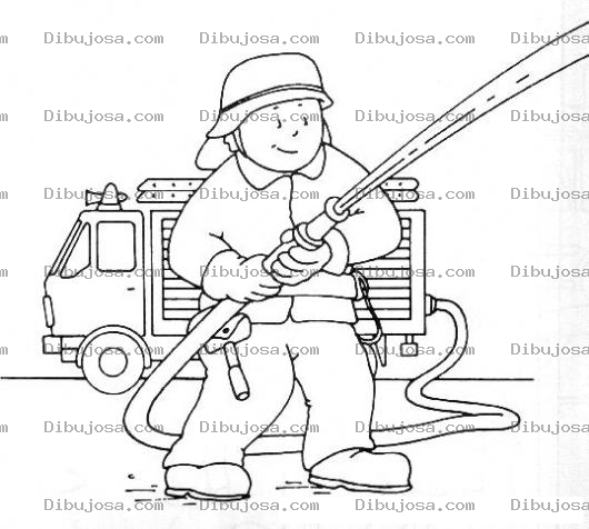 Dibujo para colorear Dibujo De Un Bombero Con Una Manguera Apagando Un Fuego Para Pintar Y Colorear