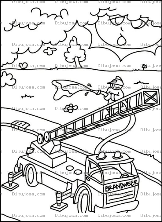 Dibujo para colorear Dibujo De Bomberos Trabajando