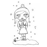 Dibujo para colorear Dibujo De Chica Bajo La Nueve Para Pintar Y Colorear
