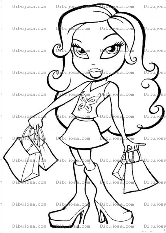 Dibujo para colorear Colorear Bratz De Compras De Shopping