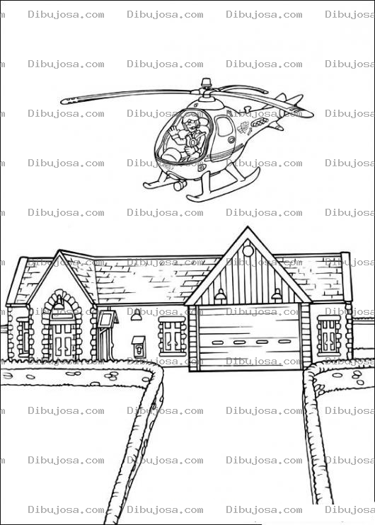 Dibujo para colorear Dibujo De Rico Volando En Helicoptero Sobre Su Mansion Para Pintar Y Colorear