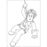 Dibujo para colorear Dibujo De Bombero Colgando De Un Lazo Para Pintar Y Colorear