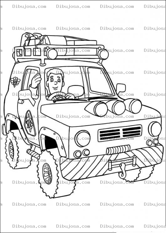 Dibujo para colorear Dibujo De Un Carro Todo Terreno Para Pintar Y Colorear Camioneta 4x4 Con Doble Retranca