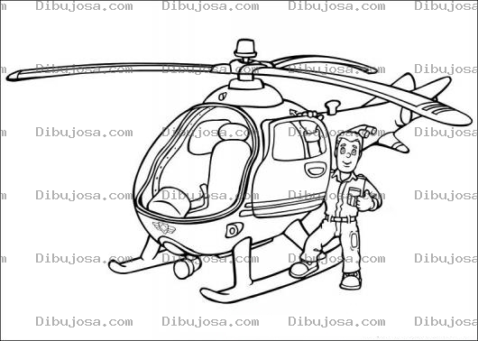 Dibujo para colorear Dibujo De Piloto De Helicoptero Con Su Helicoptero Para Pintar Y Colorear
