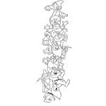 Dibujo para colorear Torre De Enanitos Dibujo De Los Enanitos De Blanca Nieves Uno Sobre Otro Para Pintar Y Colorear