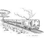 Dibujo para colorear Dibujo De Un Tren Con Locomotora Y Vagones Para Pintar Y Colorear