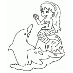 Dibujo para colorear Dibujo De Sirenita Con Delfin Para Pintar Y Colorear