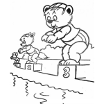 Dibujo para colorear Colorear Competencia De Natacion De Animalitos