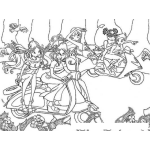 Dibujo para colorear Dibujo De Chicas En Motonetas Para Pintar Y Colorear