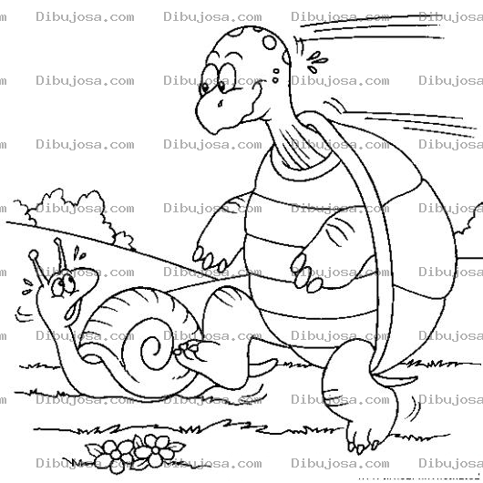 Dibujo para colorear Dibujo De La Carrera Dela Tortuga En Contra Del Caracol Para Pintar Y Colorear