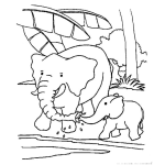 Dibujo para colorear Dibujo De Papa Elefante Y Su Hijo Elefantito Para Colorear