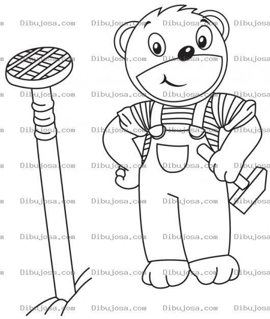 Dibujo para colorear Clavo Gigante Dibujo De Un Osito Clavando Un Clavote Para Pintar Y Colorear