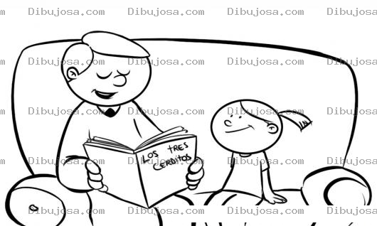 Dibujo para colorear Dibujo De Un Papa Leyendole Un Cuento A Su Hijita Para Pintar Y Colorear