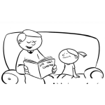 Dibujo para colorear Dibujo De Un Papa Leyendole Un Cuento A Su Hijita Para Pintar Y Colorear