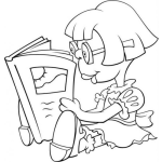 Dibujo para colorear Dibujo De Nina Leyendo Un Libro Para Pintar Y Colorear