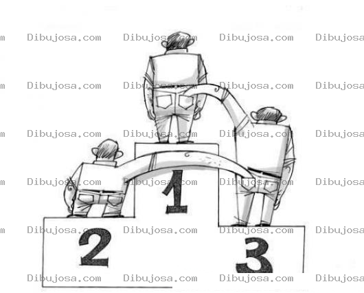 Dibujo para colorear Dibujo De Ladrones En Un Podio Robandole Al Tercer Lugar Y Al Primer Lugar Para Colorear