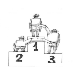 Dibujo para colorear Dibujo De Ladrones En Un Podio Robandole Al Tercer Lugar Y Al Primer Lugar Para Colorear