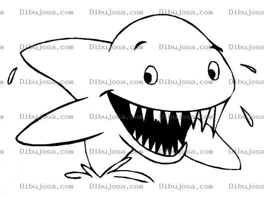 Dibujo para colorear Dibujo De Tiburon Con Colmillos Filudos Para Pintar Y Colorear