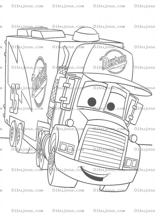 Dibujo para colorear Pintar a Rusteze el camion de cars