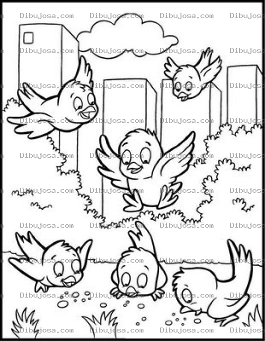 Dibujo para colorear Dibujo De Pajaritos Comiendo Semillas Para Pintar Y Colorear