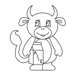Dibujo para colorear 1 Litro De Leche Dibujo De Vaca Con Caja De Leche Para Pintar Y Colorear