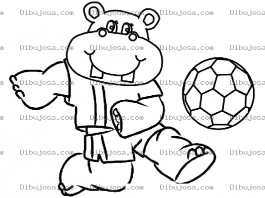 Dibujo para colorear Dibujo De Hipopotamo Futbolista