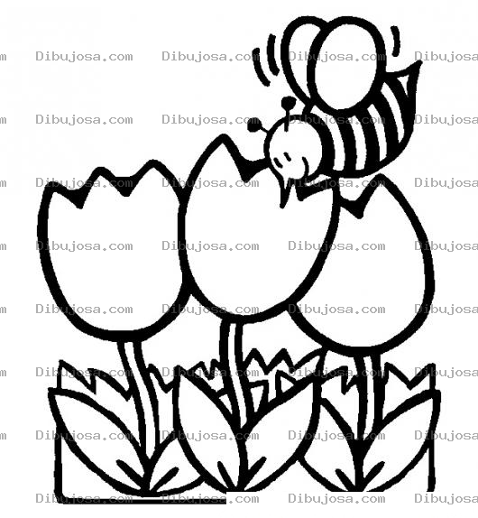 Dibujo para colorear Colorear Abejita En Tres Flores