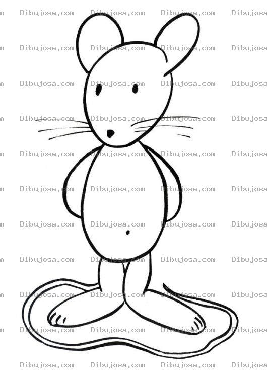 Dibujo para colorear Dibujo De Raton Parado Para Pintar Y Colorear Ratoncito De Cola Larga