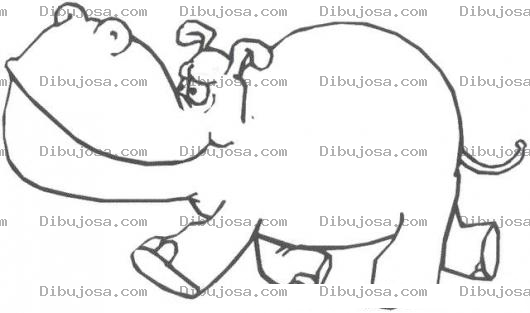Dibujo para colorear Dibujo De Hipopotamo Trompudo Para Pintar Y Colorear