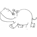 Dibujo para colorear Dibujo De Hipopotamo Trompudo Para Pintar Y Colorear