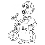 Dibujo para colorear Taller De Bicicletas Dibujo De Un Mecanico De Bicicletas Para Pintar Y Colorear