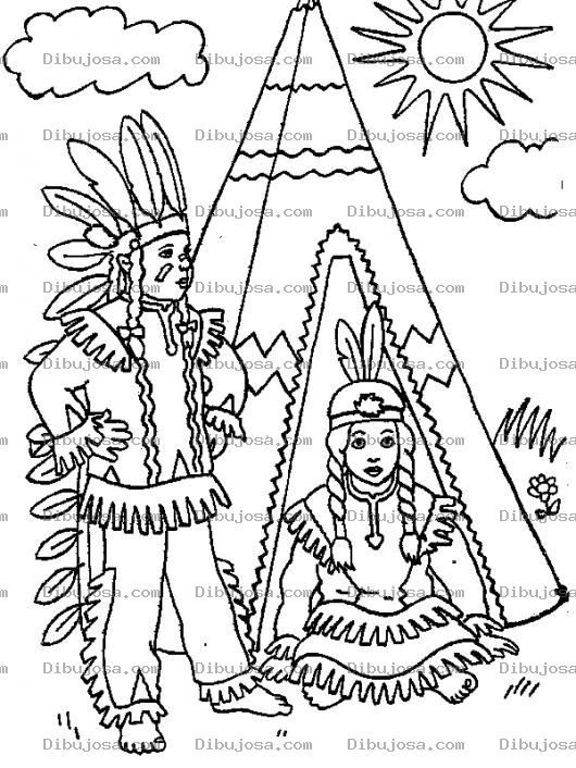 Dibujo para colorear Dibujo De Un Hogar Indigena Para Pintar Y Colorear Tienda De Inditos