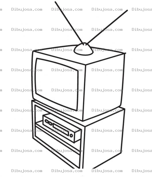 Dibujo para colorear Dibujo De Un Mueble Con Un Televisor Y Un Reproductor De Dvd Para Pintar Y Colorear