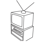 Dibujo para colorear Dibujo De Un Mueble Con Un Televisor Y Un Reproductor De Dvd Para Pintar Y Colorear