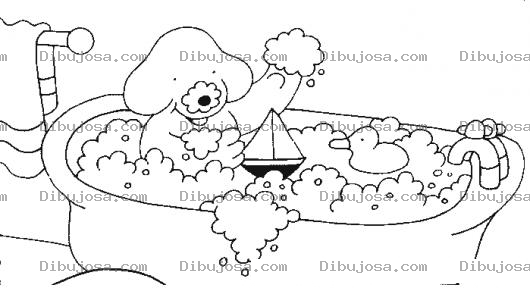 Dibujo para colorear Dibujo De Perro En Tina Para Pintar Y Colorear