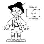 Dibujo para colorear Bandera De Suiza Dibujo De Un Chico Suizo Para Pintar Y Colorear