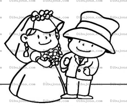 Dibujo para colorear Dibujo De Una Pareja De Reciencasados Para Pintar Y Colorear Recien Casados En El Dia De Su Boda