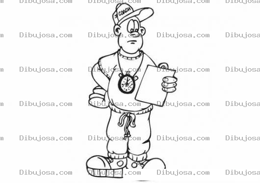 Dibujo para colorear Dibujo De Un Entrenador Viendo Un Reporte Para Pintar Y Colorear A Un Coach