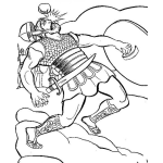 Dibujo para colorear Dibujo De Goliat Cayendo Ante La Pedrada De David Para Pintar Y Colorear