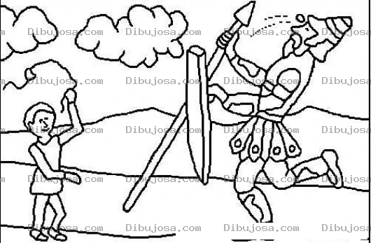 Dibujo para colorear Colorear A David Y Goliat