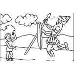 Dibujo para colorear Colorear A David Y Goliat