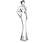 Dibujo para colorear Dibujo De Modelo Alta Y Delgada Con Vestido Elegante Para Pintar Y Colorear