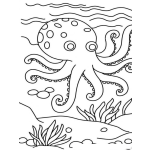 Dibujo para colorear Dibujo De Pulpo En El Mar Para Pintar Y Colorear