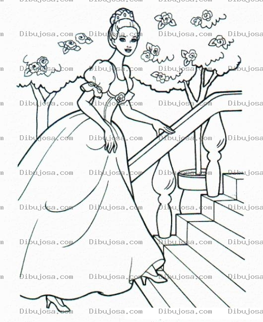 Dibujo para colorear Dibujo De Princesa Subiendo Gradas Para Pintar Y Colorear