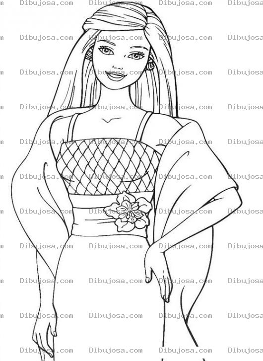 Dibujo para colorear Vestido De Barbie Para Pintar Y Colorear