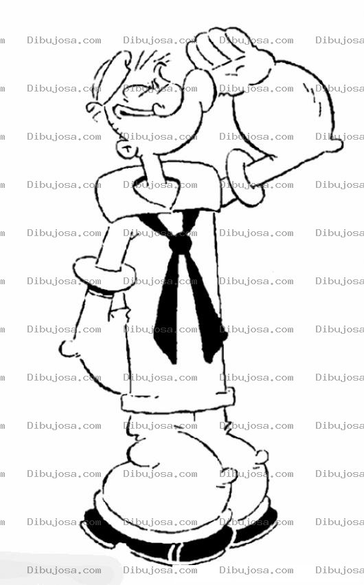 Dibujo para colorear Dibujo De Popeye Haciendo El Saludo Militar Para Pintar Y Colorear