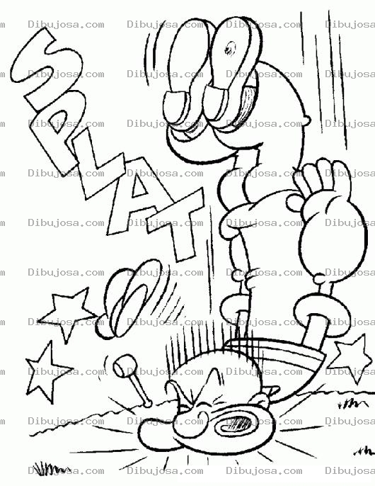 Dibujo para colorear Dibujo De Popeye Cayendo De Cara Al Piso Para Pintar Y Colorear